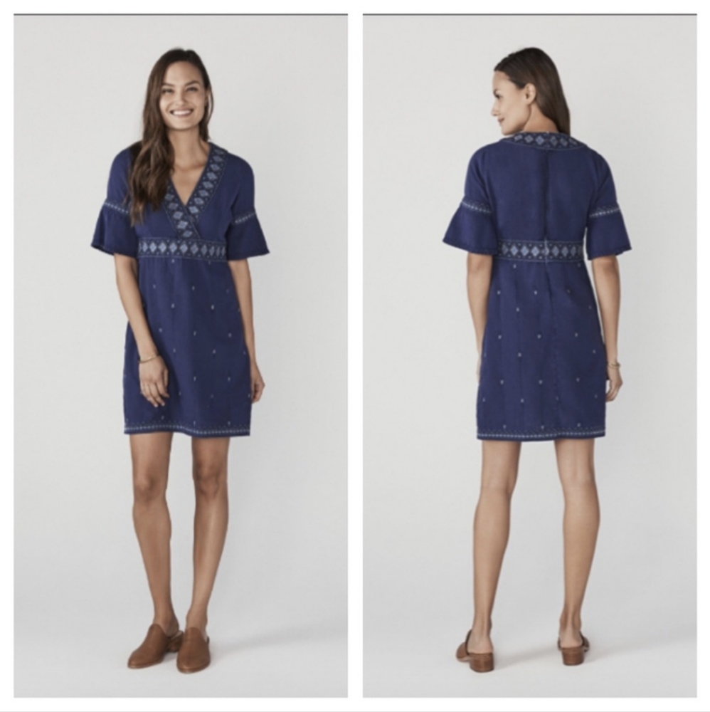 Faherty Elena Embroidered Denim Dress